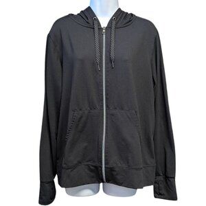 Athletic Works Women's XL Black Zip Up Hoodie Thumbholes Stretch